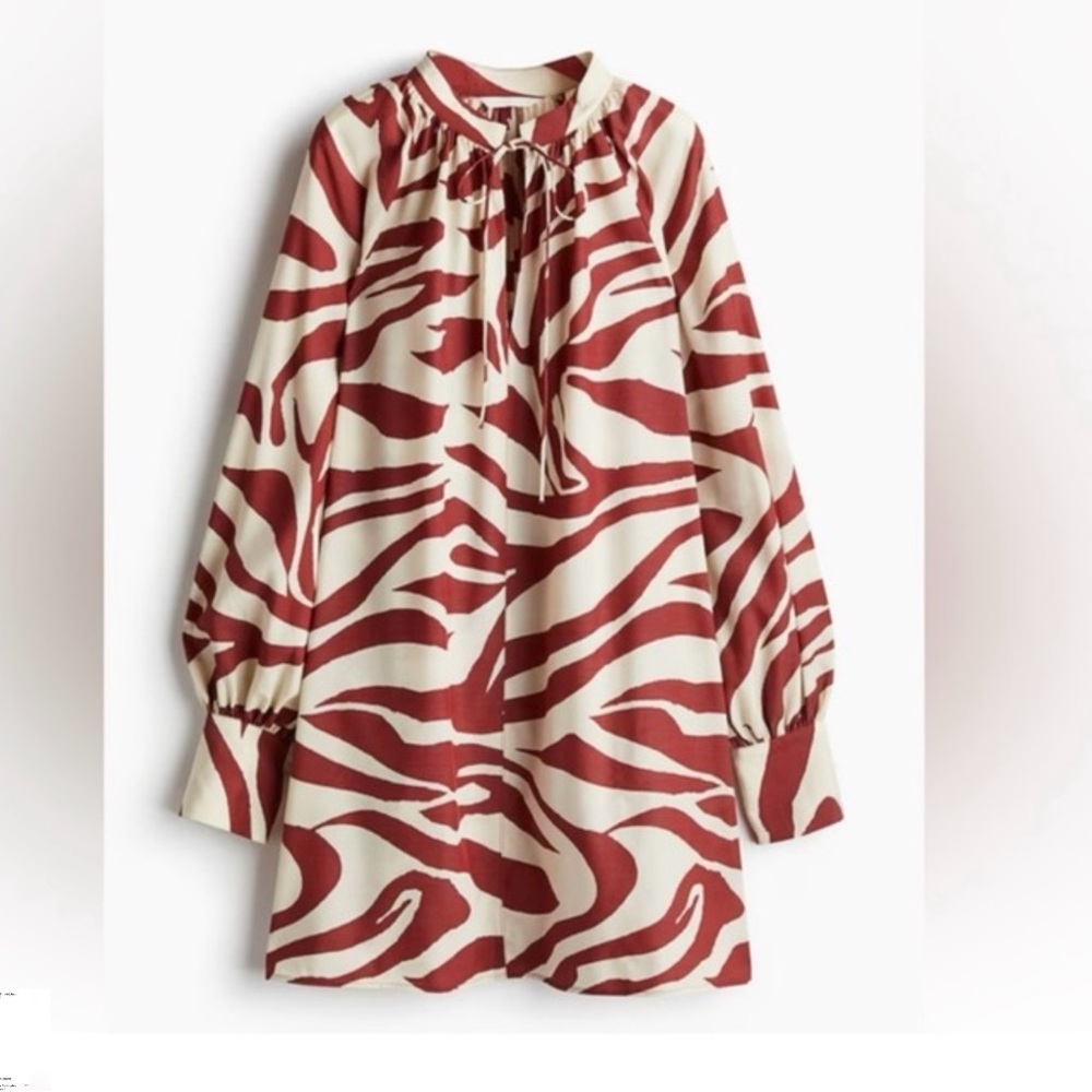 H&M Oversized Woven Dress with Balloon Sleeves-Size Small